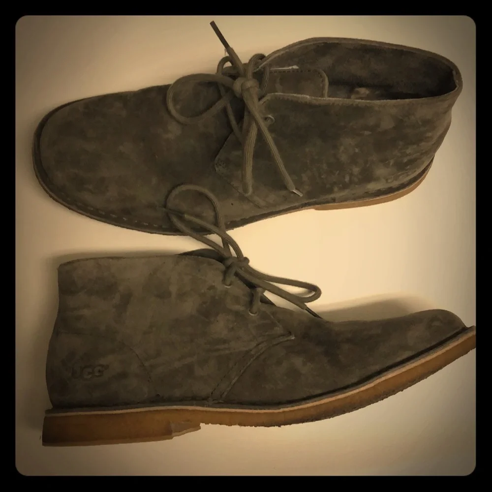 UGG Men's Gray Suede Chukka Boots Desert Lace Up Leather Size 10
